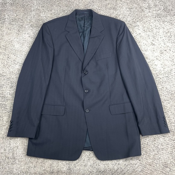 Hugo Boss Other - Hugo Boss Jacket 44R Angelico Lanificio Cerruti Wool Pinstripe Navy‎ Blue Suit